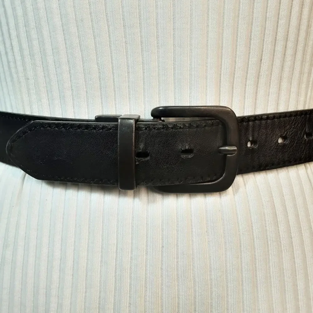 💎Levis Reversible Faux Pebbled Leather Belt Size M 26-28 Heavy Metal Hardware